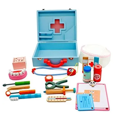 Produktbild von Doktor-Koffer aus Holz mit Stethoskop & Zubehör, Arztkoffer Kinder
