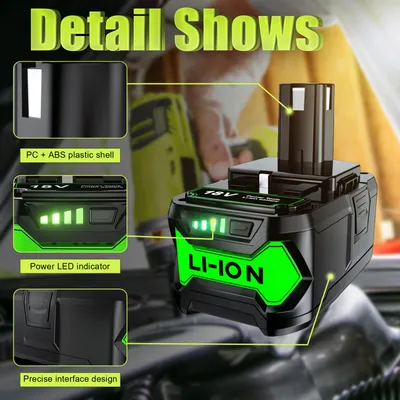 Obrázok produktu pre Lítium-iónová batéria Ryobi 18V, náhradná batéria, P108 P102 P103 P104 P105 P109 BPL1820 RB18L50 RB18L40, 1 PACK 6,0 Ah