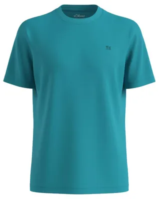 Produktbild von s.Oliver Herren T-Shirt – Regular Fit, Flammgarn, Logo – Größe 6XL, Blue Green