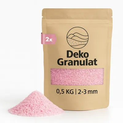 Imagen del producto de Granulado decorativo rosa, de 2 a 3 mm de diámetro, ideal para decorar jarrones, vasos y otros objetos