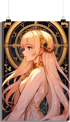 Produktbild von Fantasie Poster - Mädchen Poster - Goldene Kugel Poster - Anime Poster - 51x71cm - Perfekt zum Einrahmen