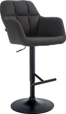 Produktbild von Barhocker TUBEL - Stoff Schwarz 57x59x97 cm Schwarz | Barstuhl Höhenverstellbar Mit Lehne Drehbar Tresenhocker Tresenstuhl Kneipenhocker Kneipenstuhl