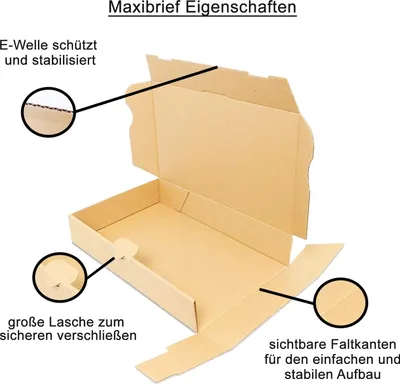 Produktbild von verpacking 5 Maxibriefkartons Versandkartons Faltschachtel Faltkarton Maxibrief 160 x 110 x 50 mm | Braun | MB-1