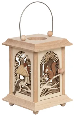 Immagine prodotto di Lanterna da tavolo con scoiattolo e uccelli per tea light o candela votiva LxHxP 12x17x12cm NUOVO