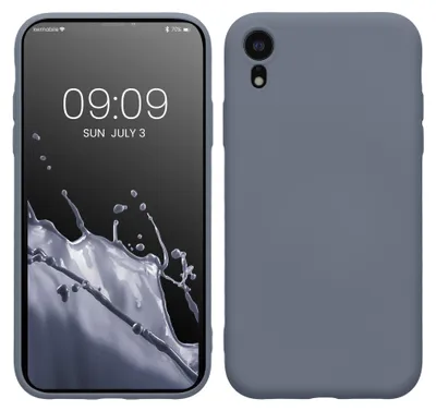 Produktbild von kwmobile Hülle kompatibel mit Apple iPhone XR Hülle - gummierte TPU Silikon Handyhülle - Schutzhülle für kabelloses Laden - Case in Blaugrau