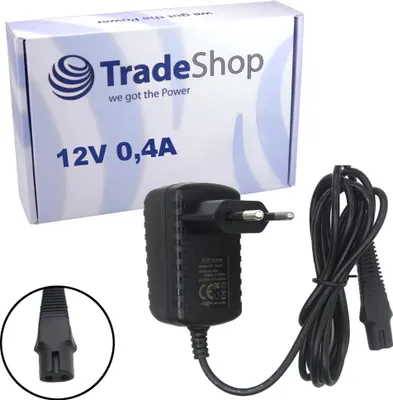 Produktbild von Trade-Shop Premium Ladegerät 12V 0,4A für Braun 80284405 Braun Oral-B Genius White 8000S, 80284410 Braun Oral-B Genius White 9000S, 80286825 Braun Oral-B Genius Black 9000S