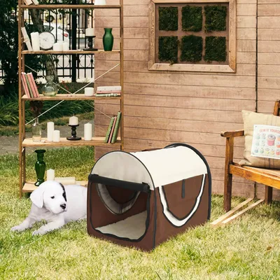 Produktbild von Sweiko Hundebox faltbar Hundetransportbox 61 x 46 x 51 cm Transportbox mit Griffen Kissen Hundetasche Transporttasche für Hunde Katzen Auto Reisen Camping Kaffee