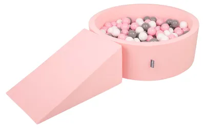 Immagine prodotto di KiddyMoon parco giochi in gommapiuma con piscina di palline rotonde (100 palline) pozzi di palline per il gioco del bambino percorsi ad ostacoli in piscina,  eu, rosa:bianco/grigio/rosa cipria