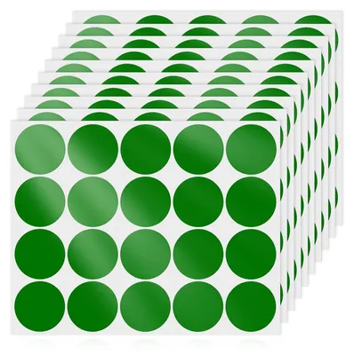 Image de Autocollants verts, adhésifs, diamètre de 50 mm, 200 pièces, pour le bureau