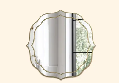 Obrázek produktu pro Nástěnné zrcadlo Aurea - benátské zrcadlo - zlatý rám - moderní design - do ložnice a předsíně - 80x80 cm