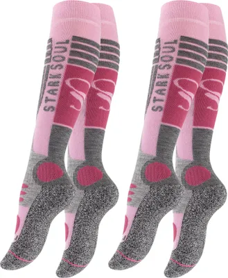 Produktbild von Stark Soul® Ski & Snowboard Socken 2 Paar, mit Spezialpolsterung 35-38 Altrosa/Grau