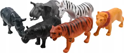 Produktbild von Grosse Figuren Wilde Tiere Zoo Löwe Elefant Zebra Figurenset 6 Stück