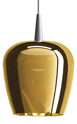 Imagen del producto de Lámpara colgante Zafferano Bilia, 230 V, LED, 8 W, fabricada en vidrio de borosilicato soplado a mano con acabado en dorado antiguo, diámetro de 18 cm, altura de 324 cm