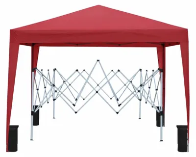 Image de Pavillon gonflable - Bâche 3 x 3 mètres - Imperméable - Résistant aux intempéries hivernales - 4 panneaux latéraux - 4 sacs de sable - Bâche en PVC