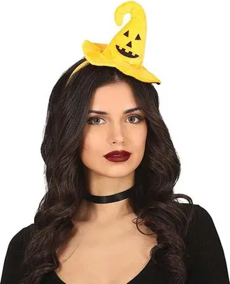 Produktbild von Zauberer Kürbis Hut Haarreif Hexenhut Halloween Accessoire Kopfschmuck Hexen Kostüm Party Karneval Fasching Festival Gelb Schwarz, Farbe: Orange
