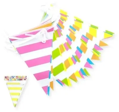 Obrázek produktu pro Girlanda s pruhovanými vlajkami v různých barvách, 27,5 cm x 10 m – Penword