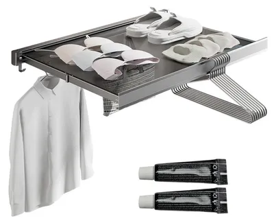 Klappbarer Wand-Wäschetrockner, 60 cm, grau, mit 8 Haken