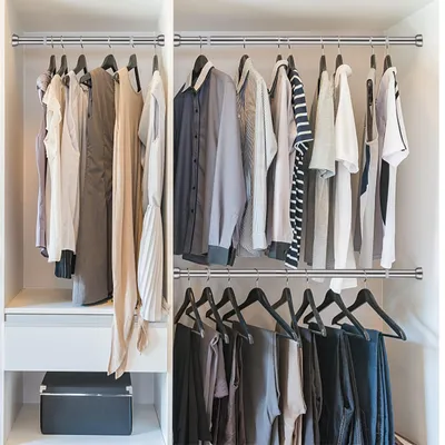 Productafbeelding van Uittrekbare kledingstang, verstelbaar van 71 tot 127 cm, roestvrij staal, geschikt voor de slaapkamer