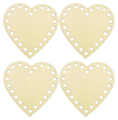 4er-Set herzförmige Holzböden 10x10 cm für Häkelkörbe