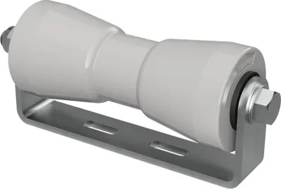 Obrázok produktu pre Polyuretánový kýlový valec s držiakom roll pomoc pri spúšťaní prívesu na čln pozinkované SUPROD, 200 mm, šedá