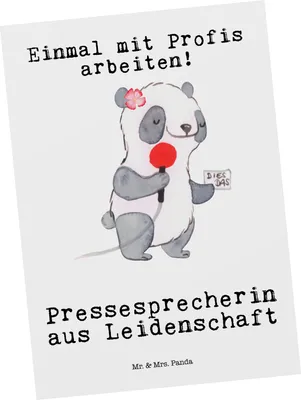 Produktbild von Mr. & Mrs. Panda kunstkarte Pressesprecherin Leidenschaft - Weiß - Geschenk, Grußkarte, Ansichtskarte, Kunstkarten, Postkarte, Postkarten, bildkarte