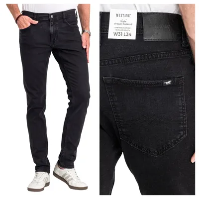 Produktbild von MUSTANG | Oregon Tapered Herrenjeans, Schwarz, schmal zulaufend, Baumwolle, W33 L34