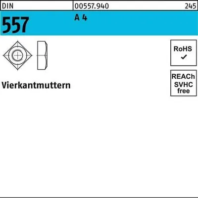 Produktbild von Reyher  Vierkantmuttern DIN 557 A 4 M 10 SW 17 A 4 (100 Stück)