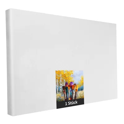 Produktbild von Keilrahmen - 1 Stück - 30 x 50 cm - weiße Künstlerleinwand aus Polyester - zum Bemalen - fertig bespannt - geeignet für Acrylfarben oder Textilfarben