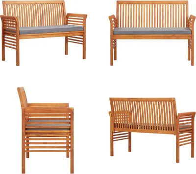 Obrázok produktu pre vidaXL 2-miestna záhradná lavica s vankúšom 120 cm z masívneho dreva akácie - Záhradná lavica - Lavice na terasu - Lavice na terasu