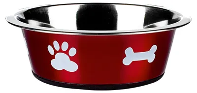 Productafbeelding van Voerbak met pootafdrukken, 1600 ml, rood