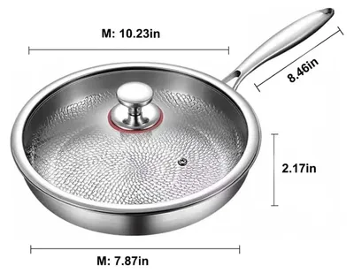 Immagine prodotto di Padella antiaderente - 26 cm - Titanio puro - Senza rivestimento - Motivo a squame di pesce - Antiaderente - Ideale per bistecche