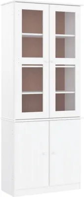 Produktbild von Vitrinenschrank ALTA Weiß 77x35x186,5 cm Massivholz Kiefer