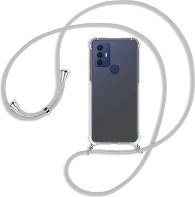Produktbild von Handykette Backcover-Schutzhülle mit Band (Metall silberfarben) für TCL 30 SE, TCL 305, TCL 306 - silbergrau