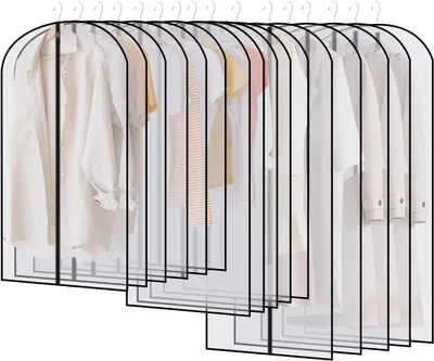 Produktbild von Satz von 16 Kleidertaschen Anzug , Kleidertaschen mit Reißverschluss, transparente Kleidungsstück Schutzabdeckung