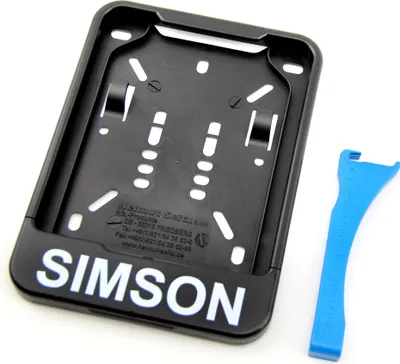 Produktbild von Wechselrahmen Kennzeichenhalter - 135 x 110mm - mit Simson Schriftzug für Moped Mofa