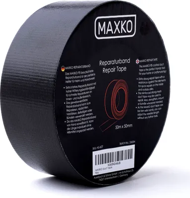 Produktbild von MAXKO Panzertape Schwarz Gewebeband - 50m x 50mm - Gaffa Tape - Panzerband Duct Tape Gewebeklebeband - 50m Klebeband Schwarz - Gaffer Tape Schwarz -