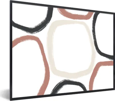 Produktbild von MuchoWow® Gerahmtes Poster Minimalismus - Geometrische Formen - Pastell - Muster 80x60 cm - Poster mit Schwarzem Bilderrahmen Wandposter Rahmen Foto Bilder - Schwarzem - Mit Gestell