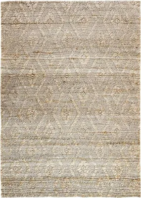 Produktbild von Teppich aus Jute, geflochten mit Rautenmuster in Relief 120x170 beige
