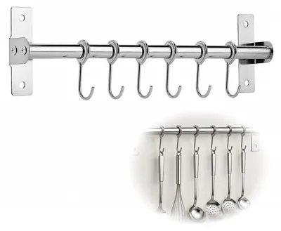 Hakenleiste Küche 40 cm, Edelstahl, 6 Haken