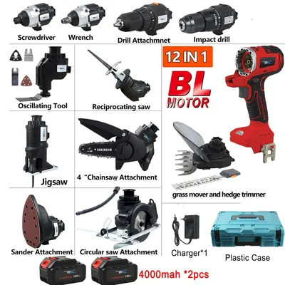 Obrázek produktu pro 18V bezkartáčová multifunkční sada nástrojů 12 v 1 s různými příslušenstvími