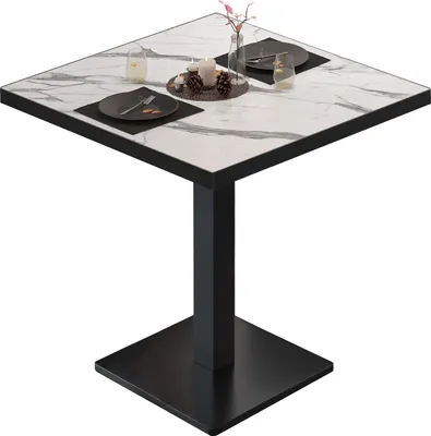 Produktbild von BM | Bistrotisch | B:T:H 70 x 70 x 75 cm | Weiß Marmor / Schwarz | Quadratisch | Schwarzer Rand | Bistro Tisch Esstisch