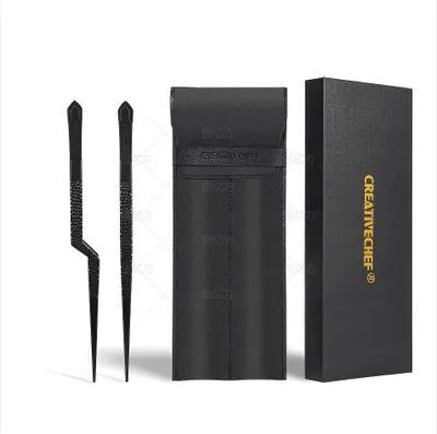 2er-Set Edelstahl-Kochpinzetten, 25,5 cm, schwarz