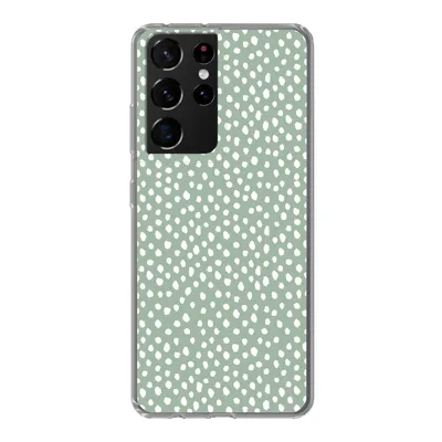 Produktbild von MuchoWow® Handyhülle Schutzhülle Hülle für Samsung Galaxy S21 Ultra Polka dots - Grün - Weiß Silikon Softcase Handy Hülle - Mobiltelefon