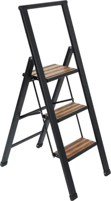 Obrázek produktu pro 3-dílný černý hliníkový skládací žebřík