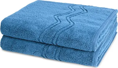 Produktbild von Ross Cashmere feeling 2 X Duschtuch im Set Walkfrottee aus Baumwolle 520 g/m², Weich saugstark mit Aufhänger Kordel, Wellenmuster und gewebte Bordüre elegant