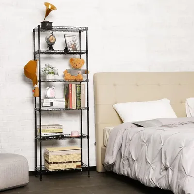 Immagine prodotto di scaffale da cucina in metallo a 6 ripiani con ganci laterali - 54 x 29 x 160 cm