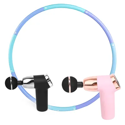 Produktbild von Massagepistolen-Set AsVIVA MGN2 Rosa & Schwarz mit Hula-Hoop-Reifen HH1, 4 Aufsätze