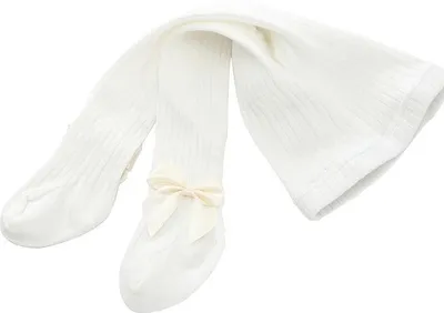 Immagine prodotto di Collant a coste per bambini bianco con fiocchi 2-4 anni
