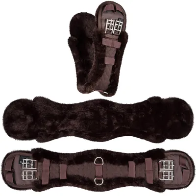 Obrázok produktu pre Krátky podväzok Equinate Luke anatomický so syntetickou jahňacinou 60 cm hnedý