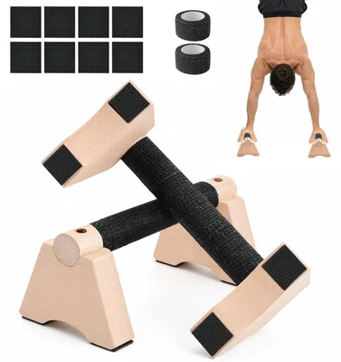 Productafbeelding van 2-delige push-upgrepen van hout, 25 cm handstand handgrepen